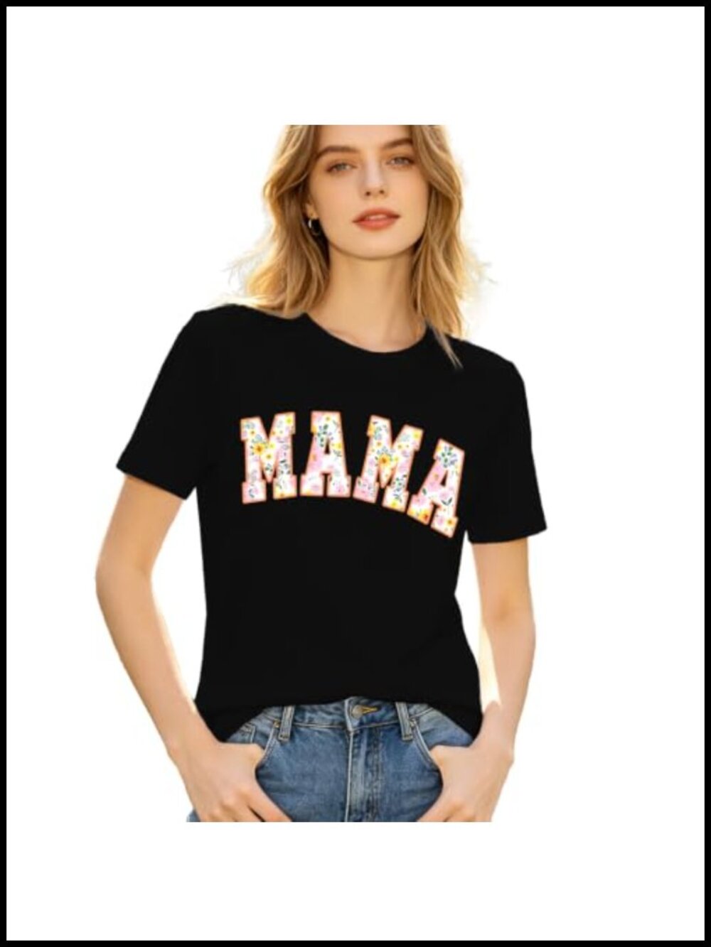 Mommy and Me Matching T-Shirt Women Floral Tee Mother's Day Crewneck